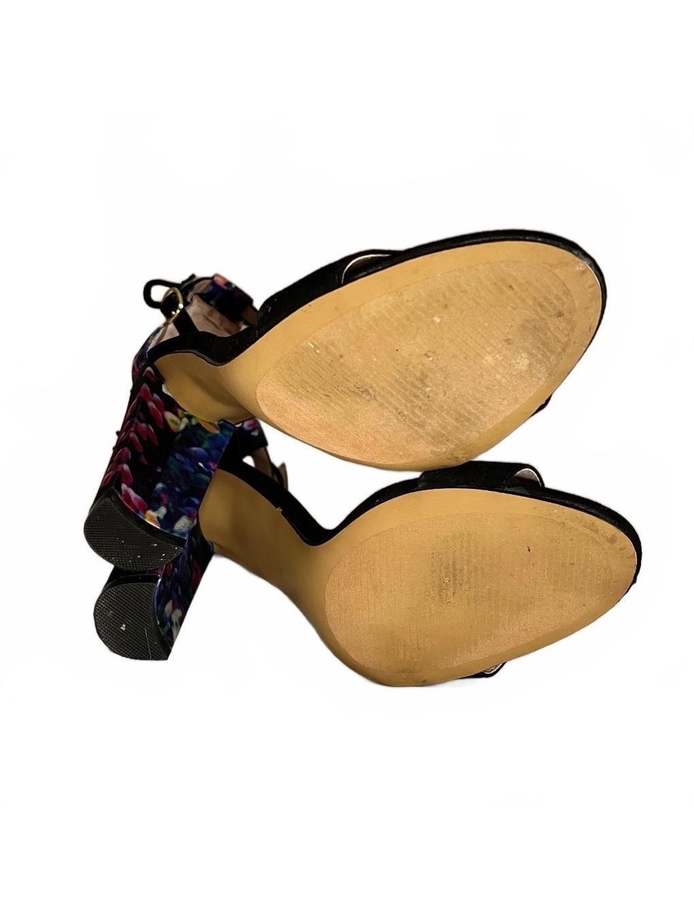 Betsey Johnson Rallo Floral Print Lace Up Block Heel Sandals Size 9 - Picture 5 of 6